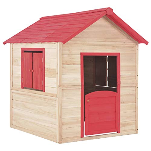 vidaXL Casa de Juegos de Niños de Madera Estructuras Juegos Aire Libre Casitas Infantiles Cobertizos Camping Caseta Acampada Jardín Terraza Roja