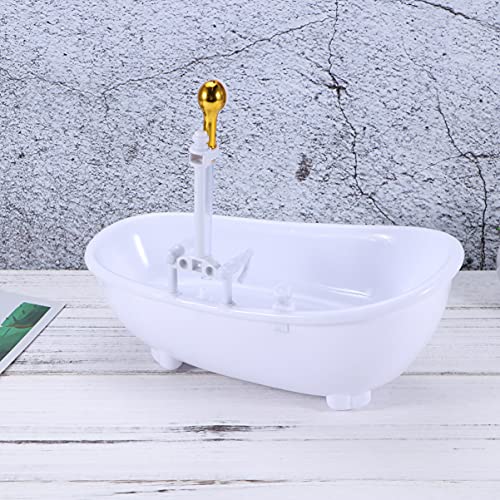 VILLCASE Bañera de Pulverización de Agua Eléctrica Casa de Muñecas Vintage Baño Bañera Casa de Muñecas Miniaturas Bañera Eléctrica Muebles Niños Juguete de Simulación