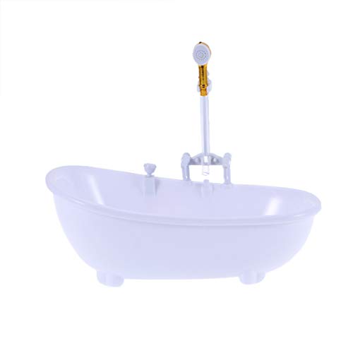 VILLCASE Bañera de Pulverización de Agua Eléctrica Casa de Muñecas Vintage Baño Bañera Casa de Muñecas Miniaturas Bañera Eléctrica Muebles Niños Juguete de Simulación