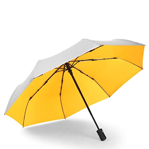 WANZSC 3 sombrillas automáticas Plegables portátiles, sombrilla de Lluvia Solar Anti-UV, Amarilla para Viajes al Aire Libre, sombrilla, sombrilla, sombrilla automática