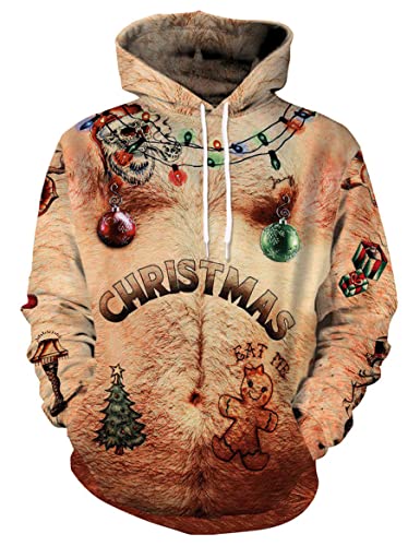 WBYFDC Sudadera con Capucha Navideña 3D Elk con Estampado Digital Sudadera Deportiva Ropa Informal para Parejas Uniforme De Béisbol Calle Al Aire Libre Ropa De Otoño / Invierno para Mujeres