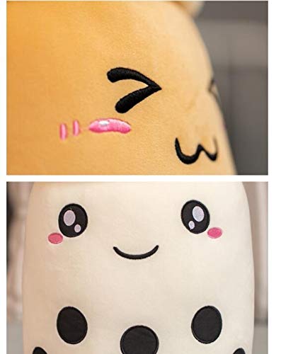 WEIGENG Juguete de peluche de té de burbujas para alimentos, té de leche, muñeca suave, taza de té de frutas, cojín de regalo de cumpleaños (color: ojos grandes blancos, tamaño: 35 cm)