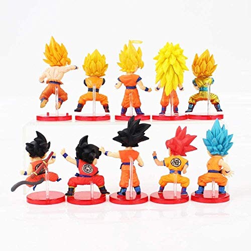 WUluMEI 10 Stück/Los Dragon Ball Z Goku Figur Spielzeug Sohn Goku Super Saiyajin Gott Blau WCF Kindheit Modell Spielzeug Spielzeug Anime Kinder Geschenk