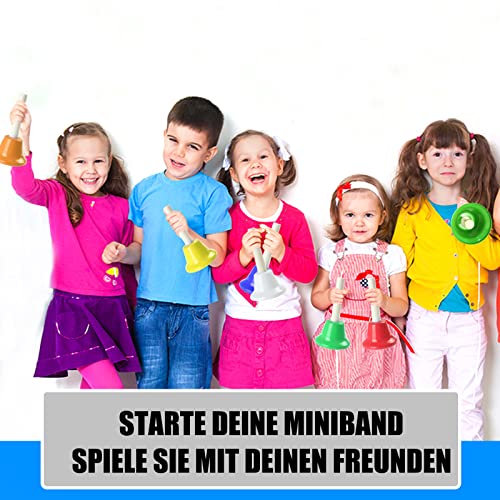 Wyzkyz Campanas de mano para niños, juego de 8 notas, juego de instrumentos musicales con canciones para niños pequeños, cumpleaños, Navidad, aula, guardería