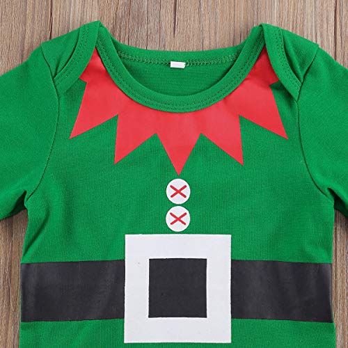 XIXIMAON Bebé Conjunto de Navidad para Recién Nacido 2 Piezas Traje Navideño de Niño Pequeño 0-1 Año Top Mameluco de Manga Larga con Botones + Gorro (0-3 Meses, B)