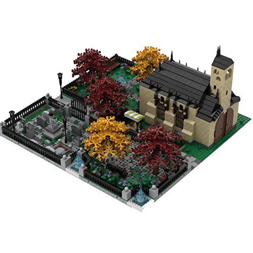 Xshion Iglesia modular con cementerio, 5731 piezas modelo de construcción con bloques de construcción de paisaje, modelo de arquitectura de la casa, compatible con Lego