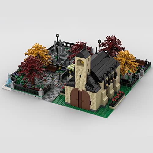 Xshion Iglesia modular con cementerio, 5731 piezas modelo de construcción con bloques de construcción de paisaje, modelo de arquitectura de la casa, compatible con Lego