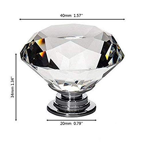 YCX Cristal de Diamante Moebelknopf Moebelknoepfe manijas de cajones de Muebles, pomos Tiradores de Las Puertas del gabinete manija manija de la Puerta manija del cajón,Clear