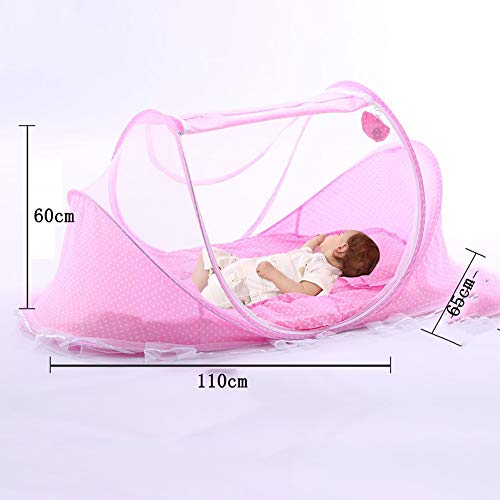 YCX Cuna Plegable con mosquitero, Cuna de Viaje para los 0-3 años Nuevo bebé Mosquitera Coche de bebé Cobertura Total cifrada,Rosado