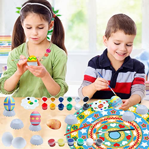 YOUGE Juego de Pintura de Huevos de Dinosaurio con tapete de Juego, Juego de decoración de Huevos, Juego Completo de Dibujos creativos para niños, Manualidades para niños de 4 a 8 años