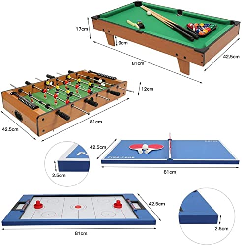 YQTXDS WGLL 4 en 1 Juego de Mesa de Juegos múltiples, futbolín de Mesa, Mesa de Hockey, Billar, Mesa de Billar, Ping Pong (artefacto al Aire Libre)