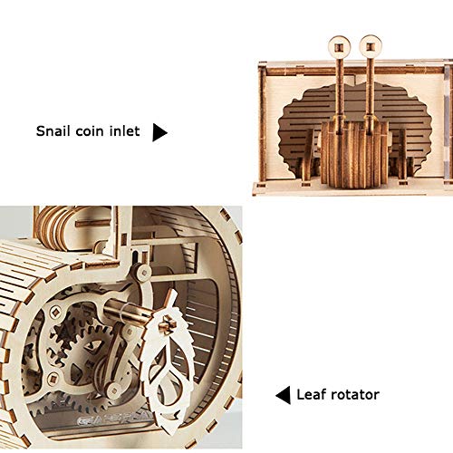 ZAKRLYB Modelo de Empalme de Madera Hecha a Mano Modelo 3D sin Caracoles eléctricos Puede tragar automáticamente Monedas Principio mecánico Sano y Durable Regalos de niño y niña Habitación Infantil