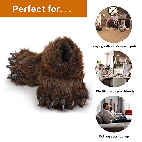 Zapatillas de pata de oso de peluche con garra de animal de peluche divertido, disfraces de cosplay para adolescentes y, Brown, 36/37 EU