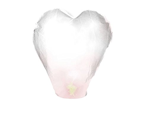 10 Farolillos voladores chinos con forma de corazón - Color blanco