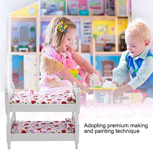 1:12 Muebles de Casa de Muñecas Mini Literas para Niños Modelo de Dormitorio Juguetes de Madera Decoración Colorida de La Sala de Estar