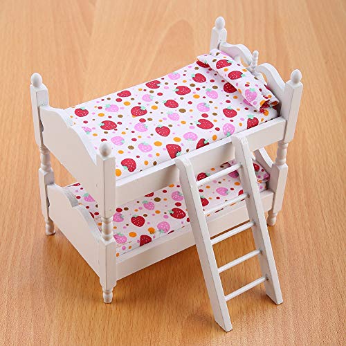 1:12 Muebles de Casa de Muñecas Mini Literas para Niños Modelo de Dormitorio Juguetes de Madera Decoración Colorida de La Sala de Estar