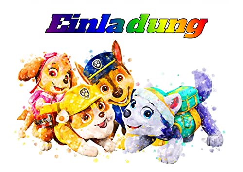 12 tarjetas de invitación y 12 sobres para fiestas de cumpleaños y cumpleaños infantiles, compatibles con la Patrulla Canina nº 12
