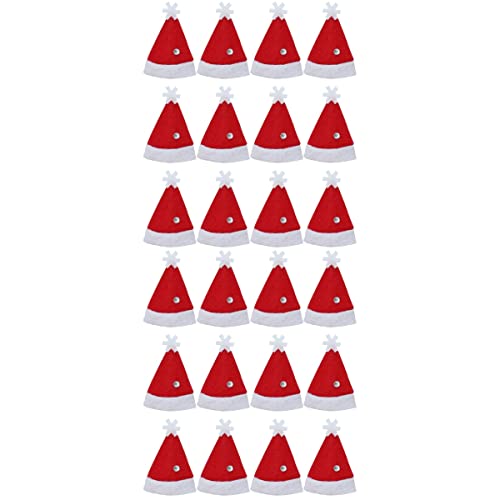 24 unids Mini Navidad Caps Lollipop Sombreros Decors No Tejidos Candy Embalaje Sombreros Suministros de Navidad para la tienda del hogar