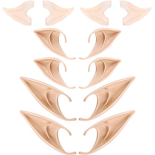 6 Pares Orejas de Elfo de Látex Orejas Puntiagudas Suaves de Disfraz Cosplay de Duende Duendecito Accesorios de Mascarada para Fiesta Halloween Navidad