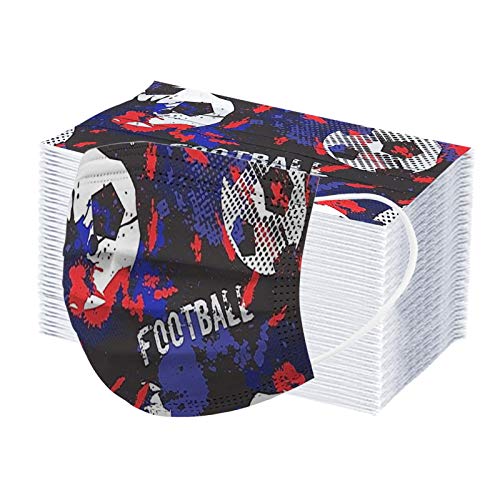 60 Piezas Niños Niñas Fútbol_Mascarillas, 3 Capas tela no tejida Diseño_Mascara, 3D Estéreo Hermosa Impresión, Sin Posicionamiento Cómodo, Respirable Ajustable Durable, Deportes, Ocio, Escuela