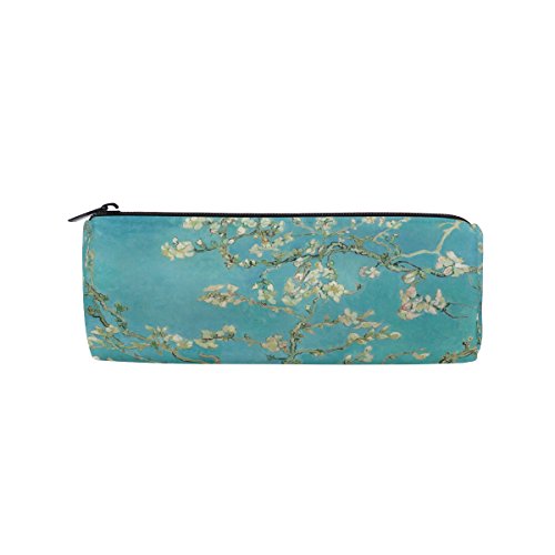 Ahomy sur toile trousses van Gogh branches d'amandier en fleurs Fermeture Éclair Trousse à crayons Sac pour adolescents, filles et garçons de voyage Sac de maquillage pour femme