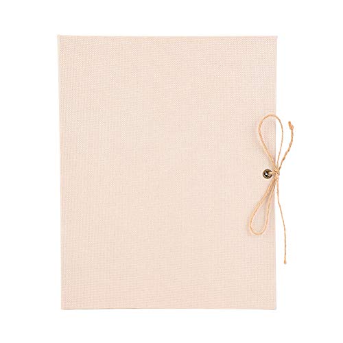 Álbum de Recortes, 30 páginas de Lino Creativo DIY Craft Card Album Scrapbook Hoja Suelta Simple con Correa de Cuerda, Álbum Vintage con página Negra para el cumpleaños Boda Viajar(Beige)