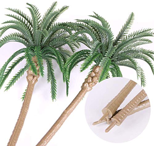 ANCLLO 15 piezas de árbol de coco Ature modelo de árbol de plástico artificial,Modelo De Palmera De Coco,para manualidades, paisaje 3D, Para El Modelo Tridimensional De DiseñO De Mini Paisaje, Verde