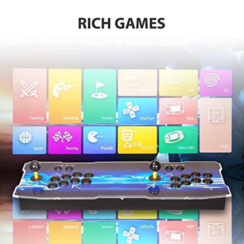 ARCADORA 3A Pandora Saga Arcade Game Console Juegos 3D 6800 Juegos, 4 Jugadores, función WiFi Agregar Juegos 3D, 8 Botones, Buscar/Guardar/Ocultar/pausar Juegos 1280x720 Full HD, Lista de Favoritos