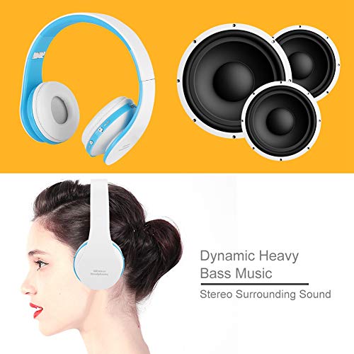 Auriculares para Juegos, Auriculares Inalámbricos, Orificio de Carga USB para Barra de Internet Doméstica(Blanco Azul)
