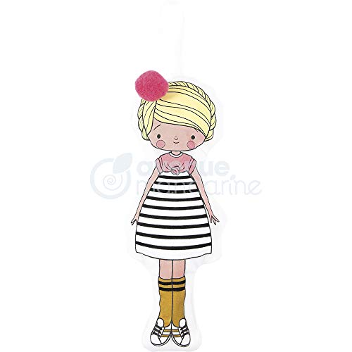 Avenue Mandarine - Poupée à Peindre, Laureen - 1 Poupée en Tissu (H. 29cm) + 6 Flacons Peinture Acrylique + 1 Pinceau + 1 Pompon à Coller - Kit Créatif à Partir de 6 Ans - PP039C