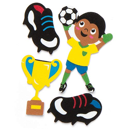 Baker Ross- Pegatinas de Espuma con Motivos futbolísticos (Pack de 120) para Que los niños decoren Manualidades, Tarjetas y Libros de Recortes