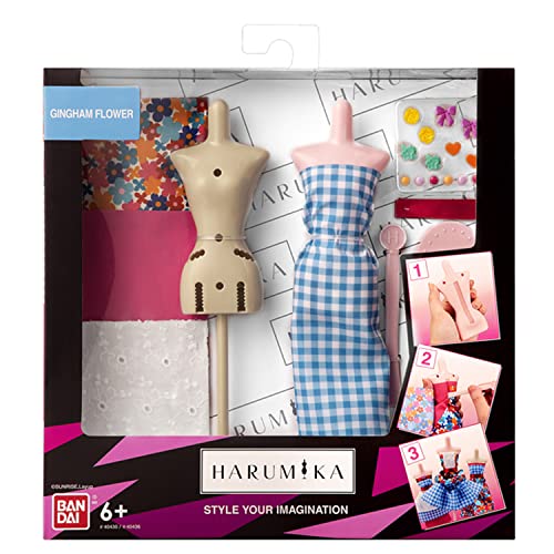 BANDAI Harumika 40436 - Kit de diseño de flores Gingham - Kit de manualidades - Crea tu propia moda sin aguja e hilo