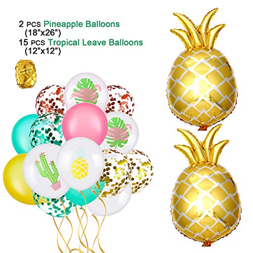 Bascolor 77 Piezas Decoración de Fiesta Tropical Hawaiana Fiesta de Verano Artículos para Fiestas en la Playa Hawaianos Globos de Látex Aloha Banner Tropical Palm Leaves par Luau Fiesta Hawaiana
