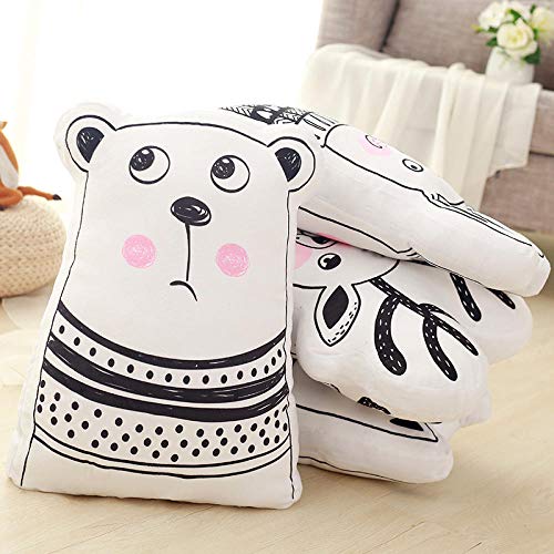 BBSJX Almohada de Animales de Estilo nórdico de Dibujos Animados Oso de Peluche Gato Ciervo Conejo Cojín de Felpa Cojín Regalos de San Valentín 45Cm_1