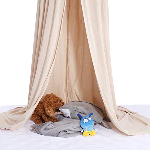 Bediffer Cortina de Cama, Material de Algodón, Fácil de Instalar, Dosel de Cama Tipo Domo, 8 Colores Diferentes, Dosel de Cama Seguro para Bebés Y Niños Pequeños(Caqui)