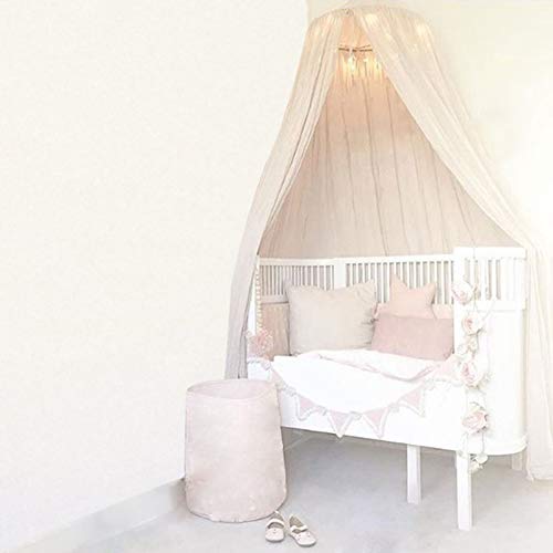 Bediffer Cortina de Cama, Material de Algodón, Fácil de Instalar, Dosel de Cama Tipo Domo, 8 Colores Diferentes, Dosel de Cama Seguro para Bebés Y Niños Pequeños(Caqui)
