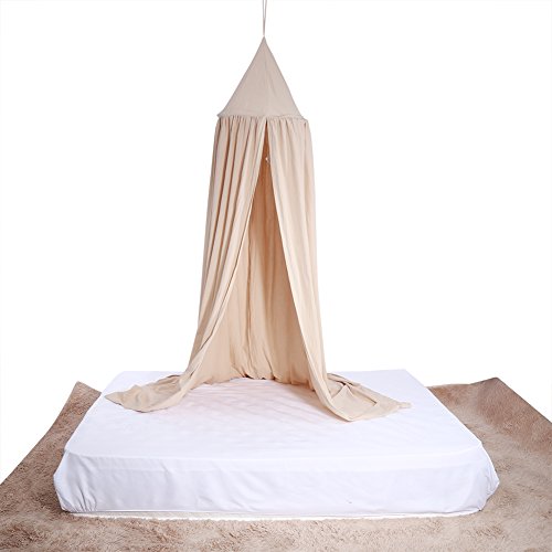 Bediffer Cortina de Cama, Material de Algodón, Fácil de Instalar, Dosel de Cama Tipo Domo, 8 Colores Diferentes, Dosel de Cama Seguro para Bebés Y Niños Pequeños(Caqui)