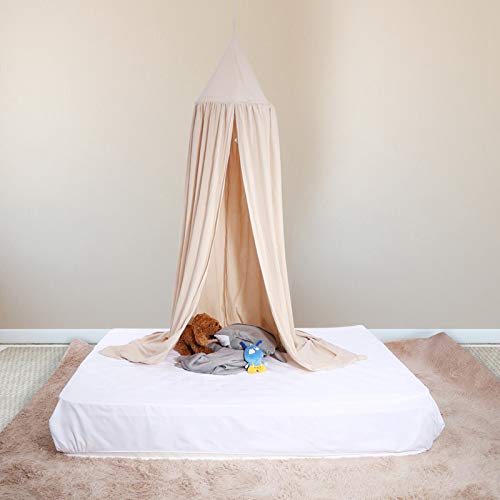 Bediffer Cortina de Cama, Material de Algodón, Fácil de Instalar, Dosel de Cama Tipo Domo, 8 Colores Diferentes, Dosel de Cama Seguro para Bebés Y Niños Pequeños(Caqui)