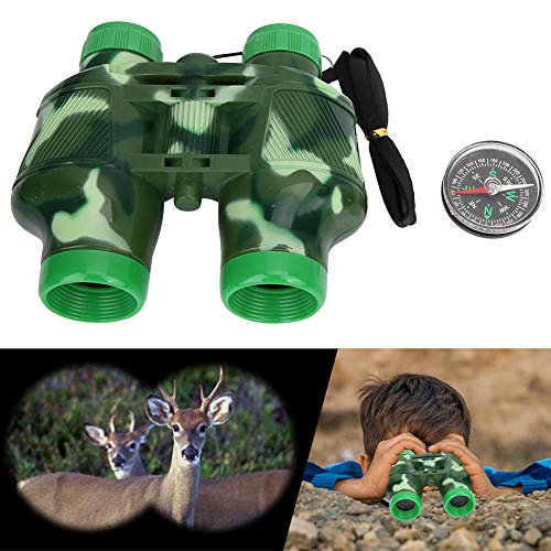 Binocular para Niños, Juguete Binocular Transparente con Binocular con Brújula de Cordón para Escalada para Turismo para Campo de Fútbol para Deportes Al Aire Libre(Verde)