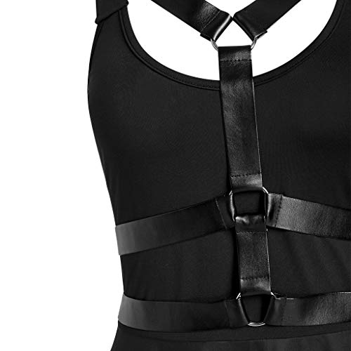 catmoew Vestido gótico de sin Manga de Encaje con Hombros Descubiertos y Talla Grande de Halloween para Mujer Vestido Vintage gótico Pirata, Carnaval, Disfraz de Swing