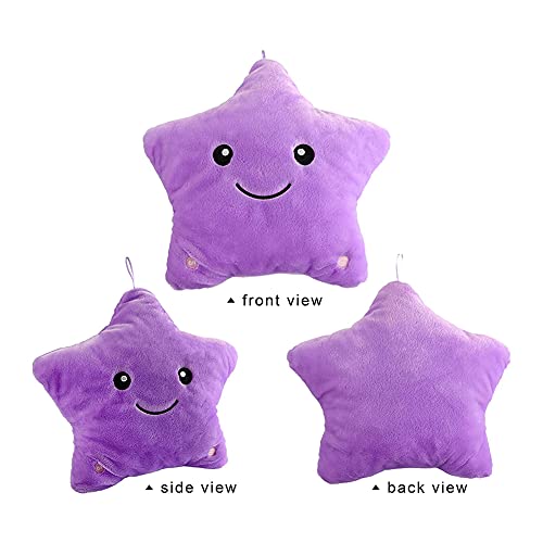 CHAMAIR Cojín con forma de estrella con luces LED, cojín de peluche suave, cojín luminoso, decoración del hogar, juguete para la habitación de los niños