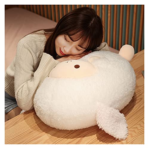 Changskj Juguete de Peluche Estilo nórdico pequeño Lana Peluche Juguete Mentira muñeca muñeca muñeca muñeca Pareja Abrazo muñeca muñeca bebé Relajante Almohada de sueño (Color : White, Height : 40cm)