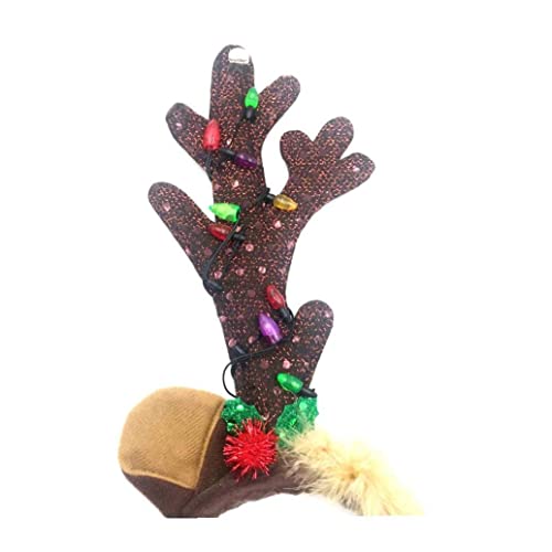 COLiJOL Navidad Headband Reno Luz de Reno Up Diadema Luminosa Flash Hoot Hoop Headwee para Niños Adulto Partido Traje Decoración de Navidad Marrón con Luz