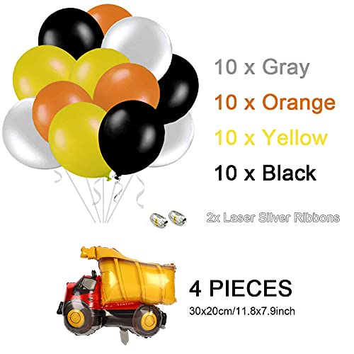 Construcción Decoracion Cumpleaños para Niños - Obra Pancarta de feliz cumpleaños, Globos Camiones , Estrella Guirnalda, Remolinos, Modelo de coche Adornos para Tartas, Detalles Fiesta de Infantiles
