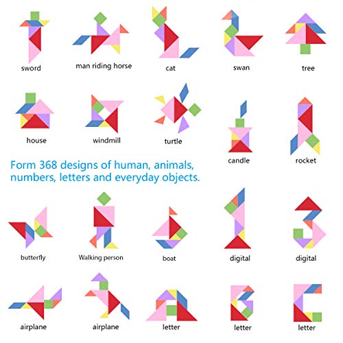Coogam  Rompecabezas de Tangram de Viaje con 2 Juegos de Placa magnética La Carretera Trip Tangoes  Juegos con solución 1375/5000 IQ Book Regalo Educativo del Enigma del Juguete