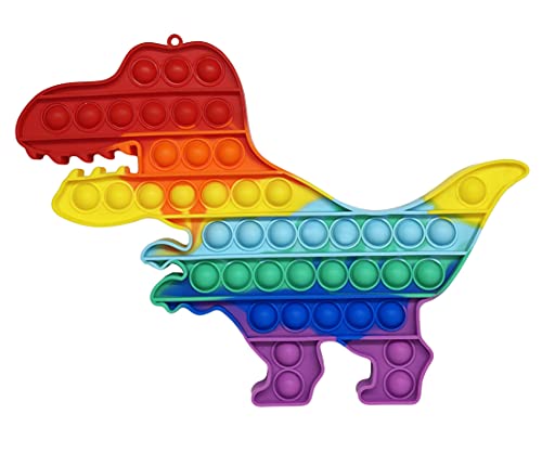 CRAZYCHIC - Pop It Gigante XXL Fidget Toys - Popit Grande Push Bubble Juguetes Niños Barato - Juegos Antiestres Enorme Hijos Adultos - Burbujas Multicolor Arco Iris Regalo Niño Niña - Dinosaurio Dino