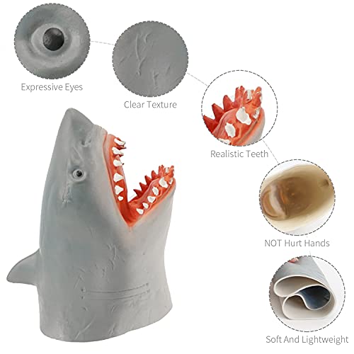 CreepyParty Tiburón de mano juguetes de goma suave de látex realista cabeza de animal marionetas regalos para niños niños paquete de 2