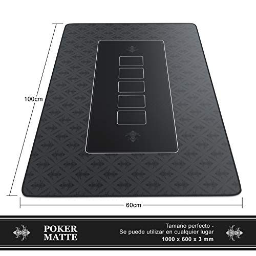 CSL-Computer tapete de Póker 100 x 60 cm - Profesional - Tamaño XXL - Parte Inferior revestida de Goma para un Agarre Estable - Lavable – Diseño de póker - Color Negro