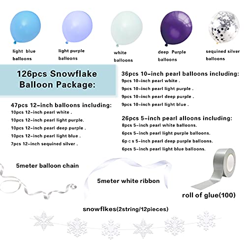Decoración de fiesta congelada, globos de helados, kit de arca de helados, lila, azul, blanco, lila claro, perla, globos de látex, copos de nieve, decoración para bodas, cumpleaños, baby shower