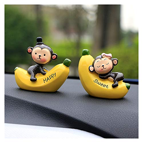 Decoración de salpicadero de coche Amor historieta del coche adornos de moda muñeca del mono del plátano del tablero de instrumentos del automóvil linda decoración interior del coche Accesorios regalo